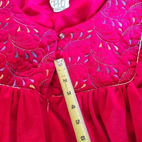 Vtg. Appel Fleece Zip Front Robe Housecoat Embroidered Floral Details M - Picture 5 of 8